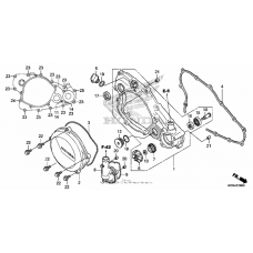 Right crankcase cover + water pump