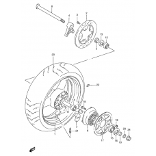 Rear wheel complete assy              

                  Gsf1200t/v/w/x/y/st/sv/sw/sx/sy