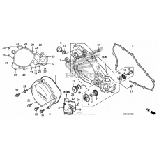 Right crankcase cover + water pump