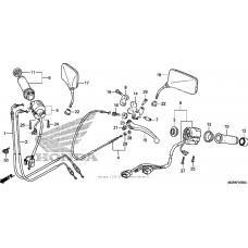 Handle lever + switch + cable + mirror