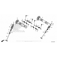 Camshaft + valve (rr.)
