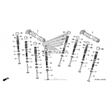 Camshaft + valve (rr.)