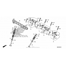 Camshaft + valve (rr.)