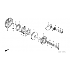 Drive face/ kick starter spindle