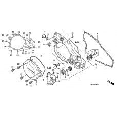 R. crankcase cover/water pump