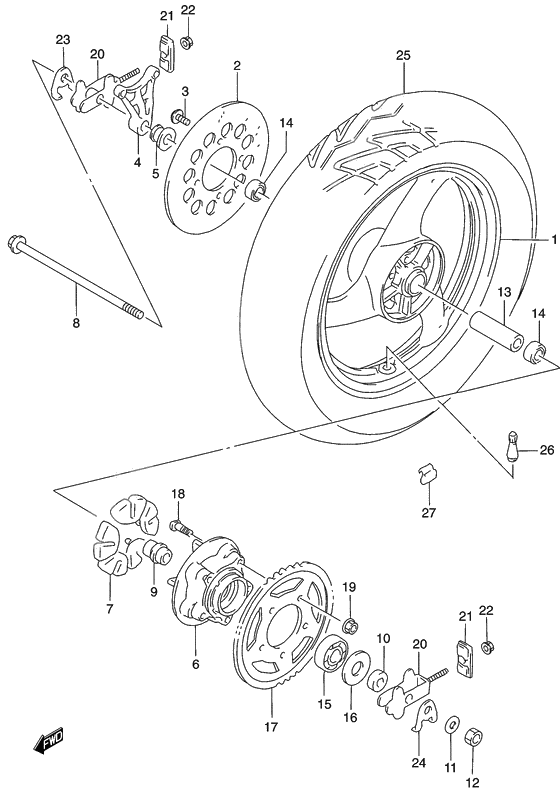 Rear wheel complete assy