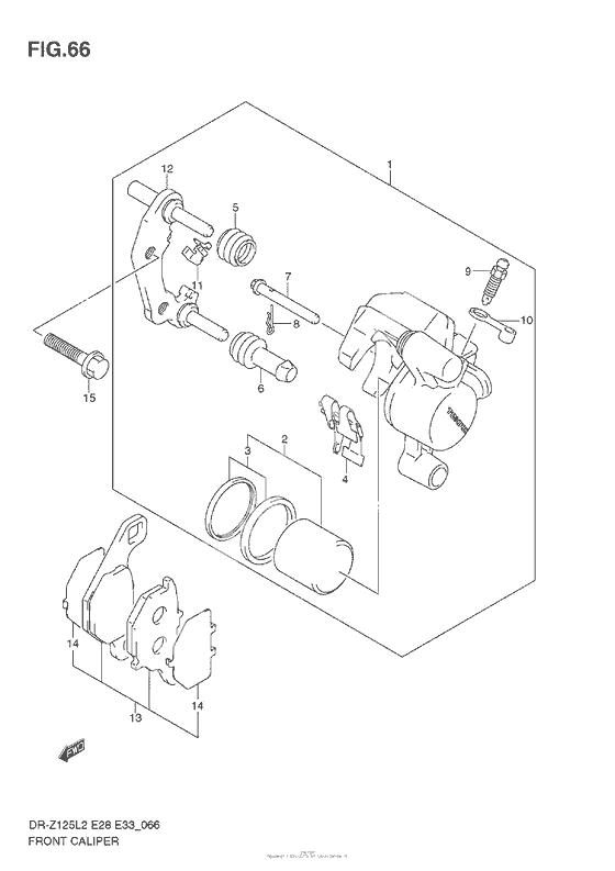 Передний тормозной суппорт (Dr-Z125L E28)