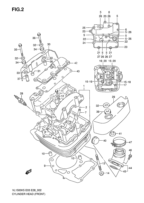 Cylinder head              

                  Front