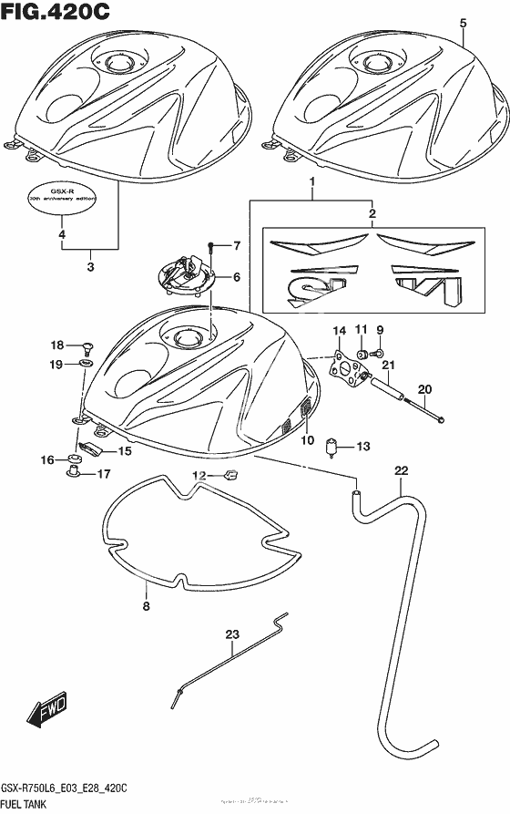 Топливный бак (Gsx-R750L6 E33)