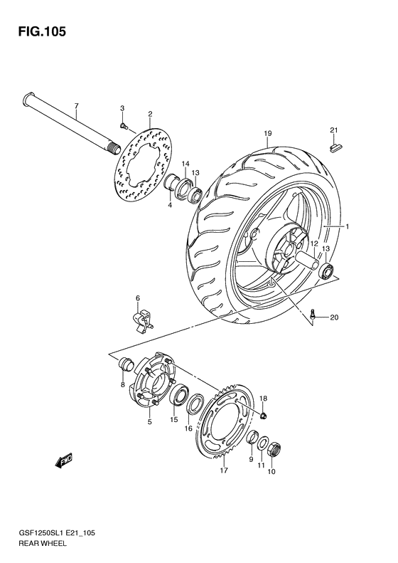 Rear wheel complete assy              

                  Gsf1250sl1 e24