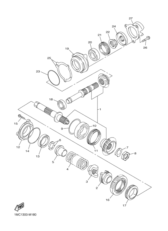 Middle drive gear