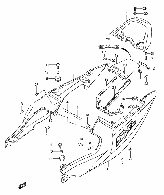 Seat tail cover              

                  Sv1000k5/u1k5/u2k5