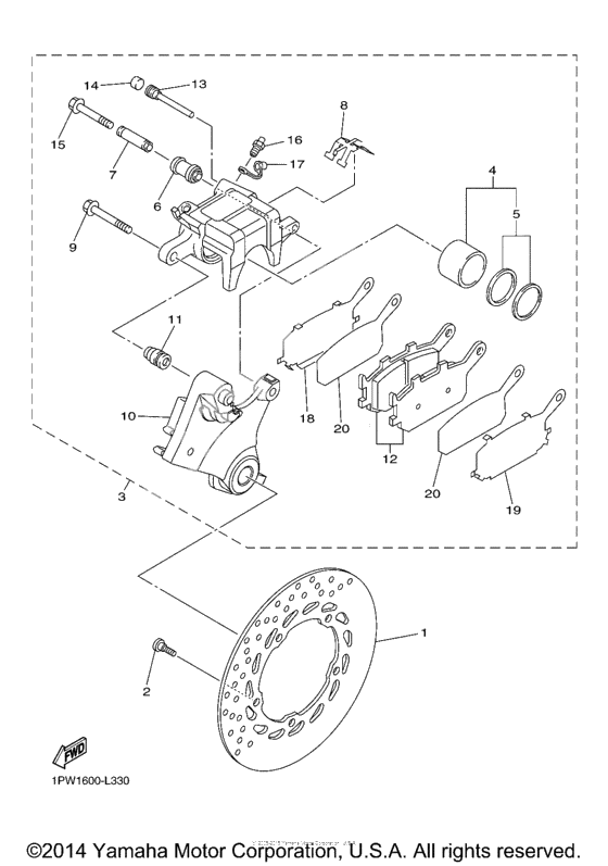 Rear brake caliper