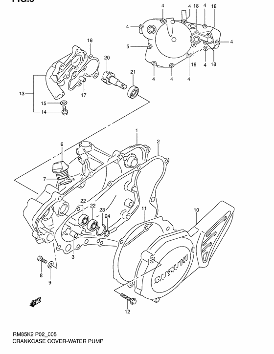 Crankcase cover - water pump