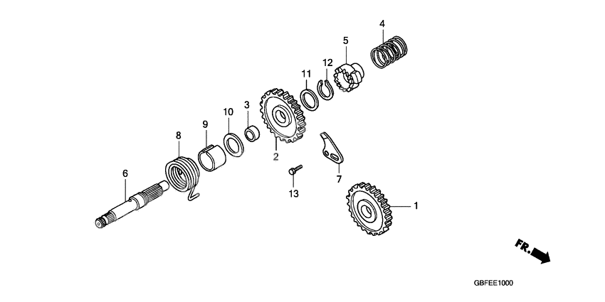 Kick starter spindle