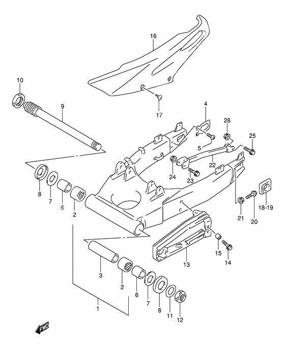 Rear swinging arm              

                  Model v e18, e22, e24, e39