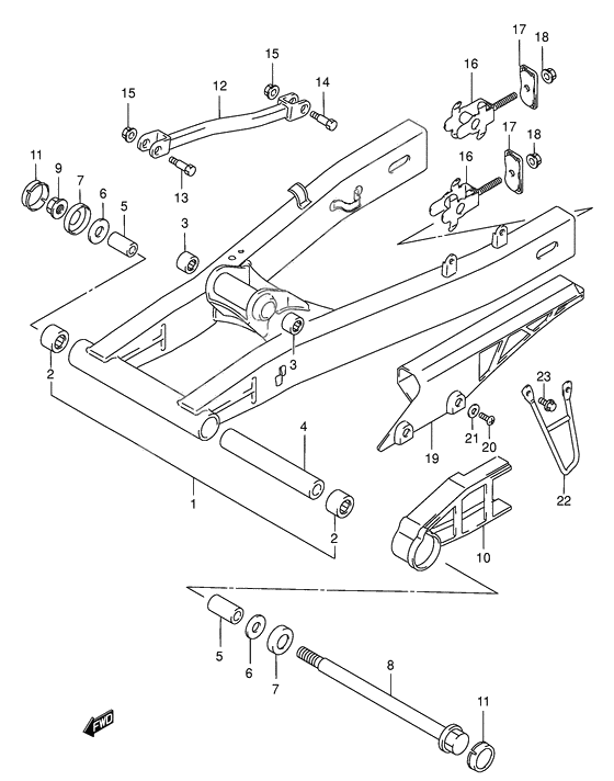 Rear swinging arm