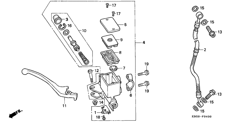 Front brake master cylinder