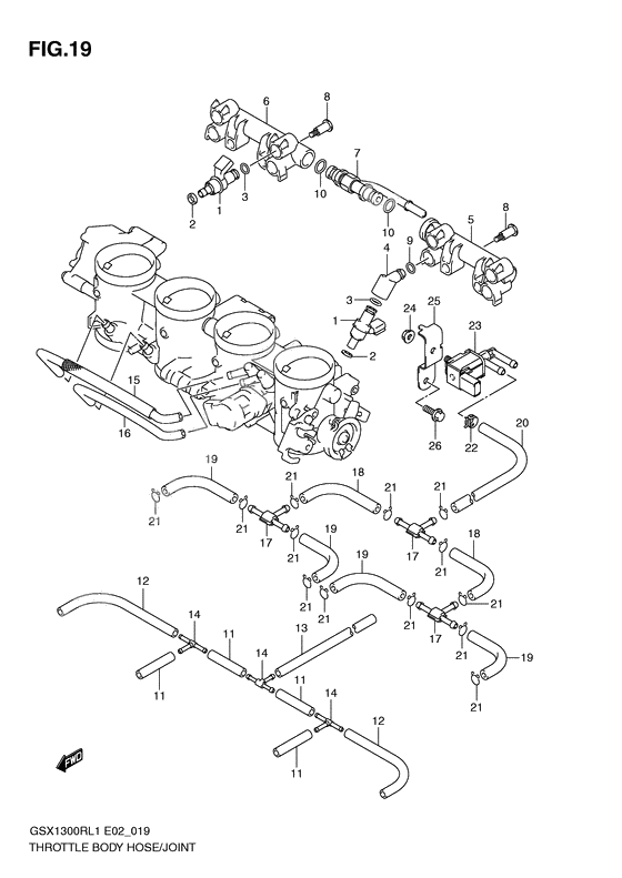 Throttle body hose/joint              

                  Gsx1300rl1 e14