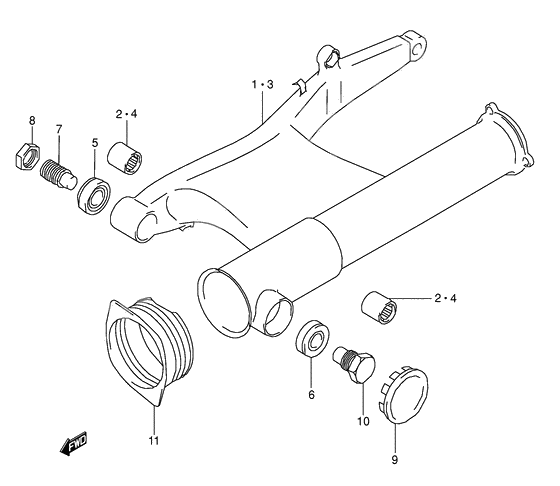 Rear swinging arm