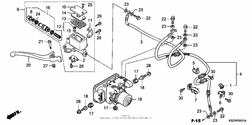 Front brake master cylinder (abs)