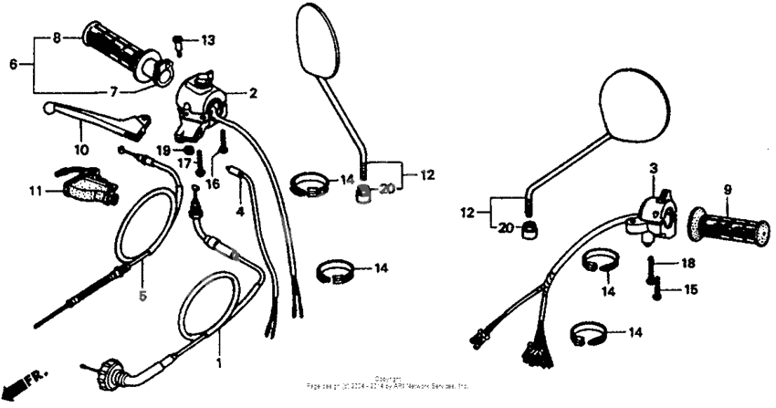 Handle switch + cables + mirrors
