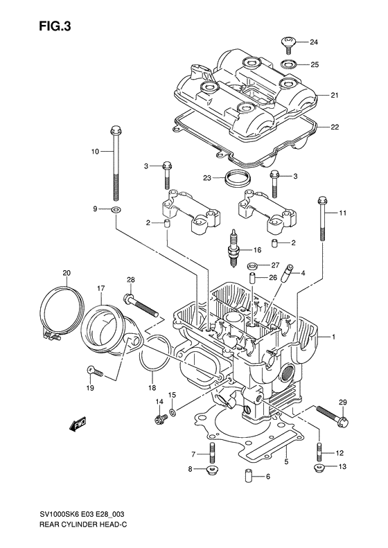 Rear cylinder head
