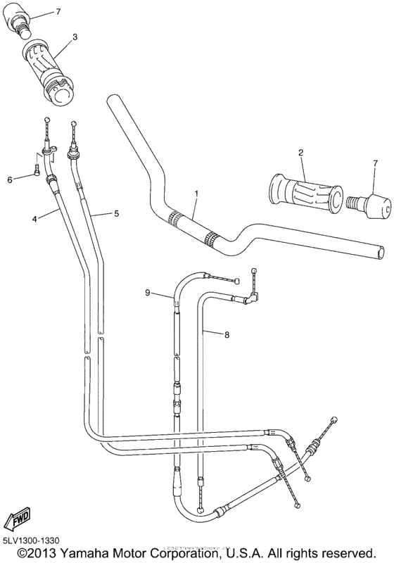 Steering handle cable