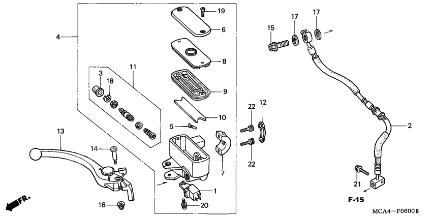 Front brake master cylinder