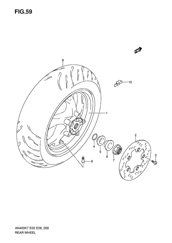 Rear wheel complete assy              

                  An400k7/k8/k9/l0