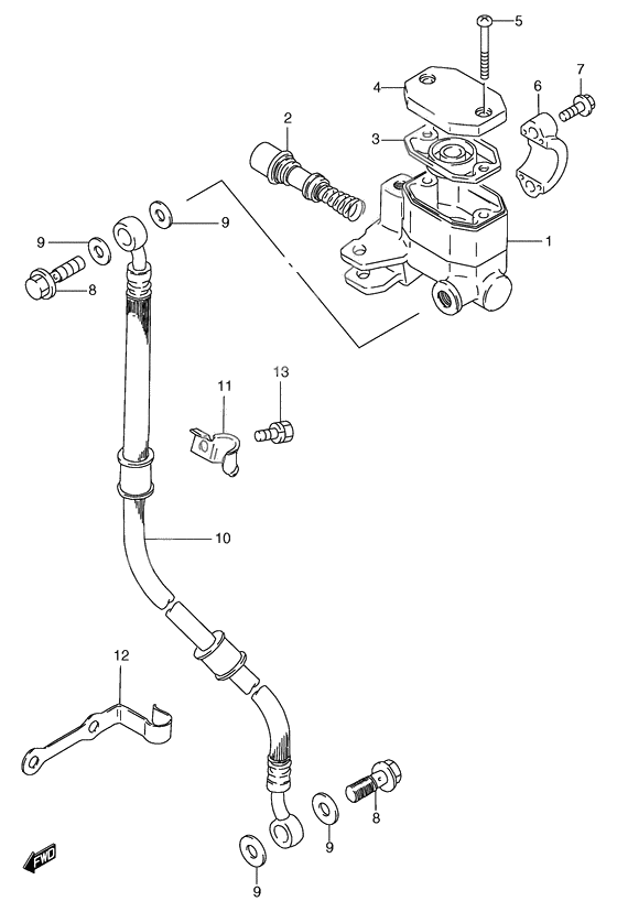 Front master cylinder              

                  See note