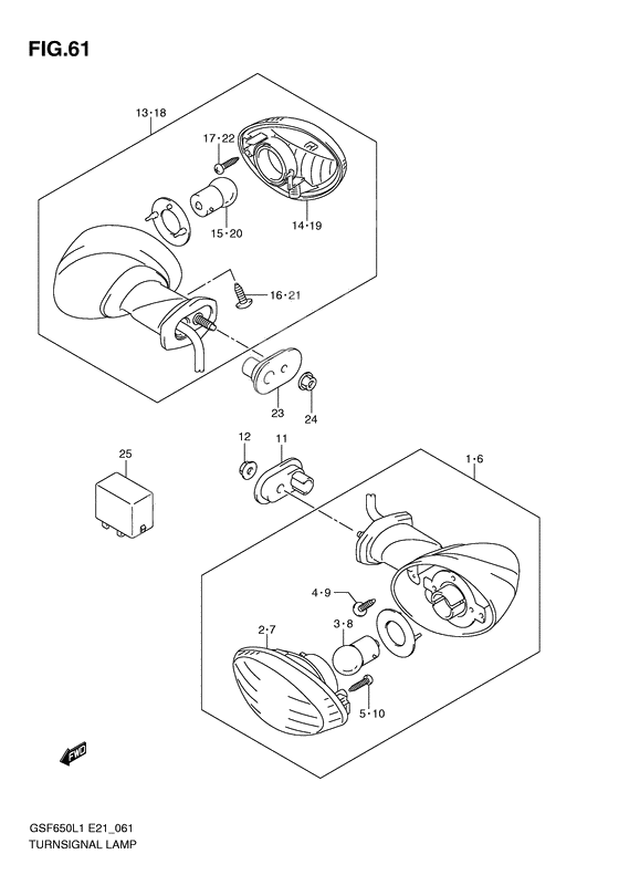 Turnsignal front & rear lamp              

                  Gsf650ual1 e21