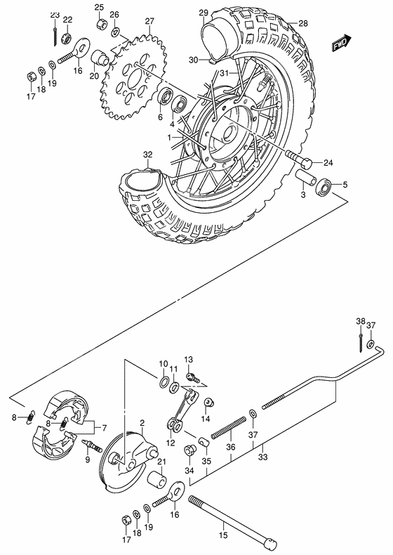 Rear wheel complete assy