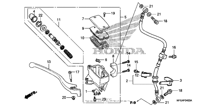Front brake master cylinder