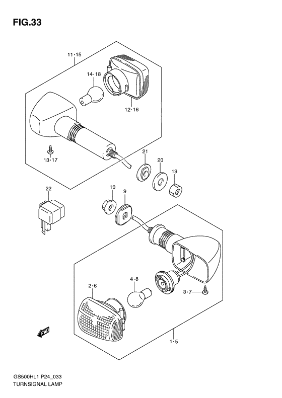 Turnsignal front & rear lamp              

                  Gs500fh