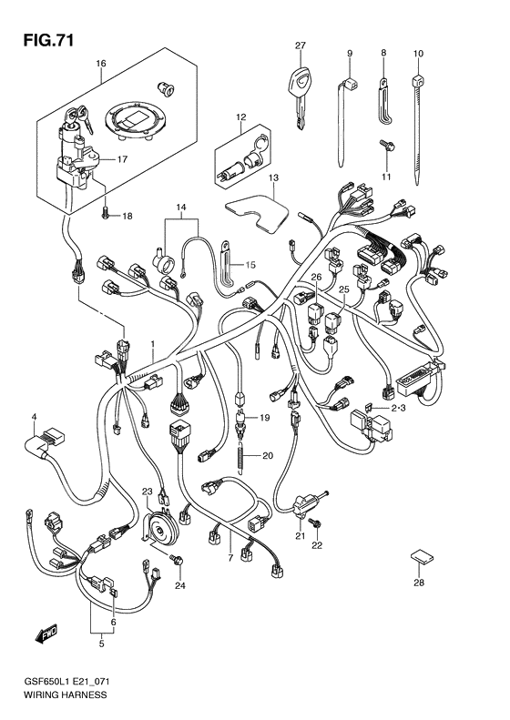 Wiring harness              

                  Gsf650sl1 e21