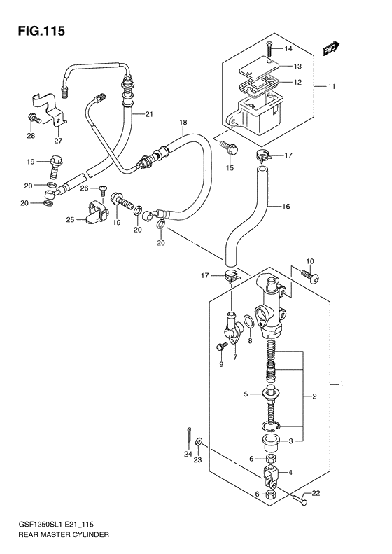 Rear master cylinder              

                  Gsf1250sal1 e24