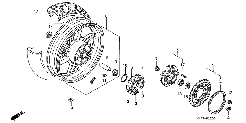 Rear wheel complete assy
