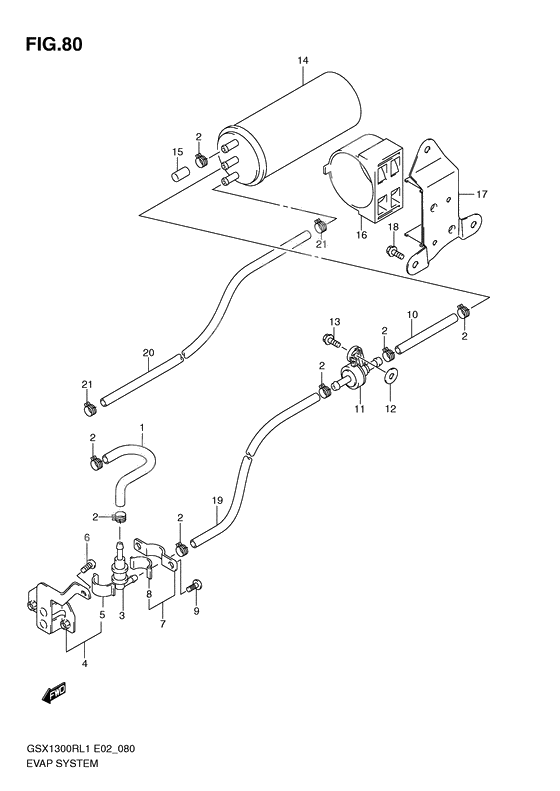 Evap system              

                  Gsx1300rl1 e14