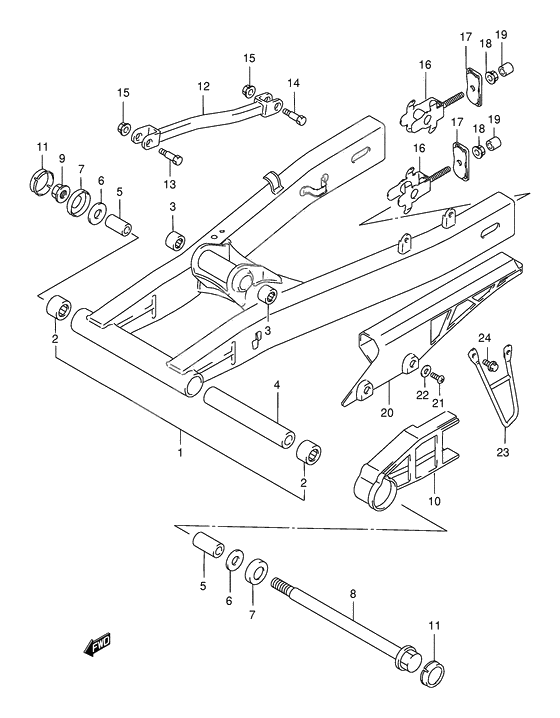 Rear swinging arm