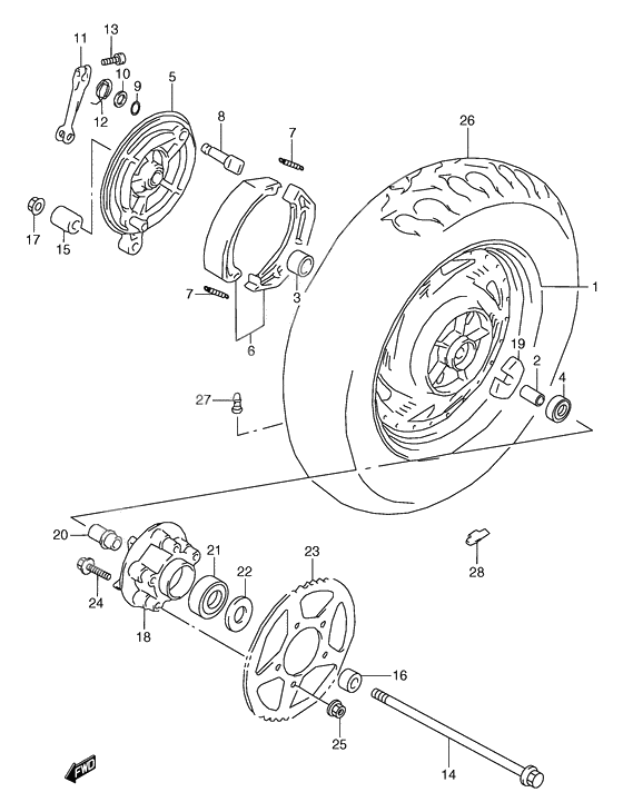 Rear wheel complete assy