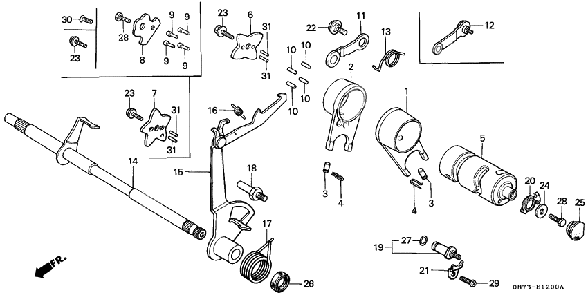 Gearshift drum/shift fork