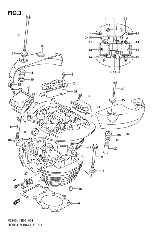 Rear cylinder head