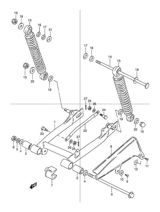 Rear swinging arm