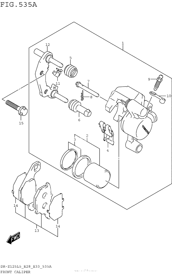 Передний тормозной суппорт (Dr-Z125Ll5 E28)