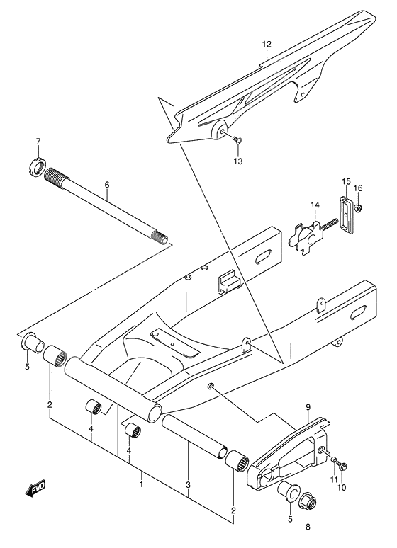 Rear swinging arm