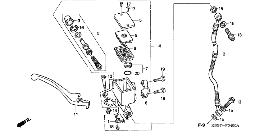 Front brake master cylinder