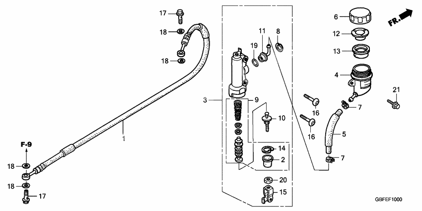 Rr. brake master cylinder