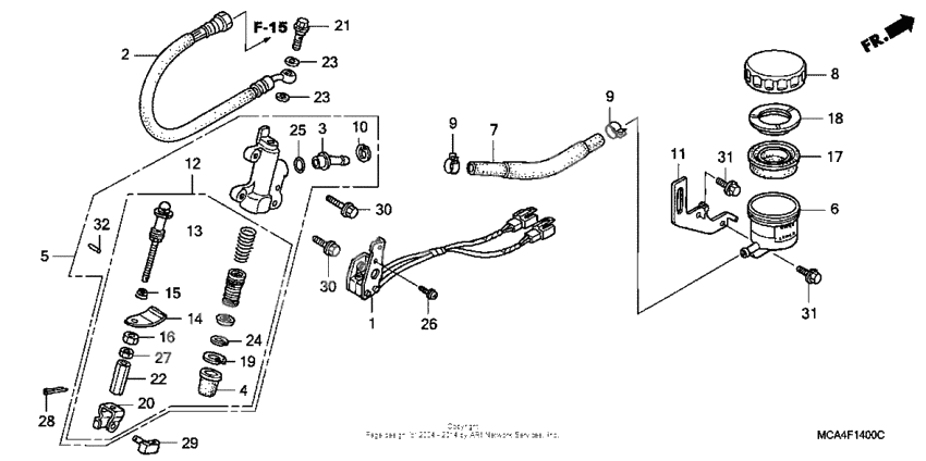 Rear brake master cylinder