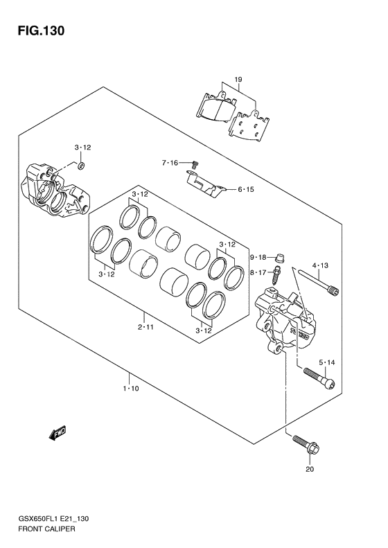 Front caliper              

                  Gsx650fual1 e21